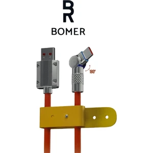 BOMER 3801 120W 6A TURUNCU RENK TYPE C to USB 180 DERECE DÖNER BAŞLI IŞIKLI ŞARJ VE DATA KABLOSU