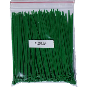 Plastik Kablo Bağı - Yeşil - 2,5MMX100MM-CIRT Kelepçe (100 Adet)