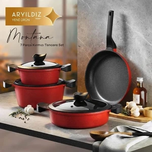 Montana7 Prç Granit Tencere Seti Kırmızı