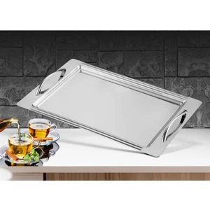 Bersa Chef Ece 18/10 Cr-Ni Paslanmaz Silver Ikramlık Sunumluk Servis ve Çay Tepsisi Kahve Tepsisi