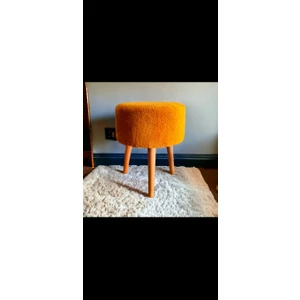 Gürgen Ahşap Ayaklı Dekoratif  Yuvarlak Puf&tabure Bench Koltuk  Bahçe Sandalyesi,tabure