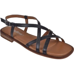 Hakiki Deri Düz Taban Kadın Sandalet BEL-16213   SİYAH