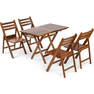 Mebel Stil Ispanya Takım (Masa 60X100) - Katlanır, Ahşap Bahçe, Teras, Balkon Takım