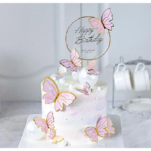 Parti Furyası Pasta Balon Üzeri Dekor Kelebek Süsler  Pasta Balon Üzeri Süslemesi  pasta Yapımı Dekor Süsü Butterfly Pembe