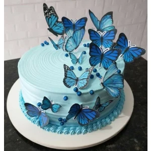Parti Furyası Pasta Balon Üzeri Dekor Kelebek Süsler  Pasta Balon Üzeri Süslemesi  pasta Yapımı Dekor Süsü Butterfly  mavi