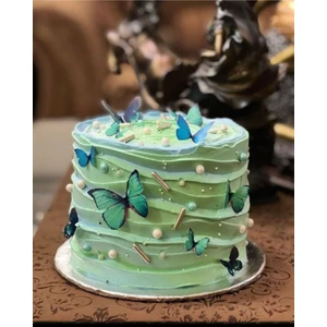 Parti Furyası Pasta Balon Üzeri Dekor Kelebek Süsler  Pasta Balon Üzeri Süslemesi  pasta Yapımı Dekor Süsü Butterfly  yeşil