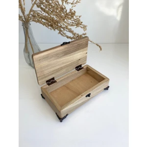 Golden Wooden Doğal Ahşap Takı Kutusu Ahşap Saklama KUTUSU(CEVİZ)(BOY:20CM EN:11CM Yük:6cm)