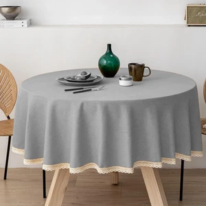 Meral Kurşun Collection Güpür Detaylı Dertsiz Yuvarlak Masa Örtüsü