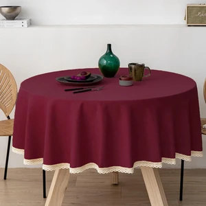 Zeren Home Meral Kurşun Collection Güpür Detaylı Dertsiz Yuvarlak Masa Örtüsü