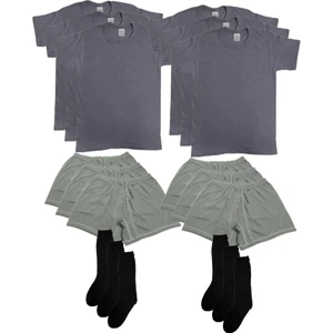 Asker Yeşili 6'lı Gri Havacı Askeri Iç Giyim Seti - Fanila - Boxer - Çorabı