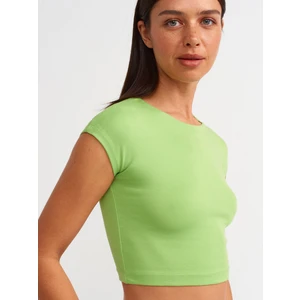 30528 Pamuk Ve Modal Karışımlı Crop Top-Açık Yeşil