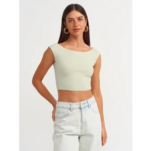 20869 Kayık Yaka Crop Top-Mint