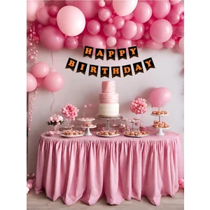 Parti Baskı 100 Adet Balon - Masa Eteği - Masa Örtüsü - Happy Birthday Banner - Balon Zinciri
