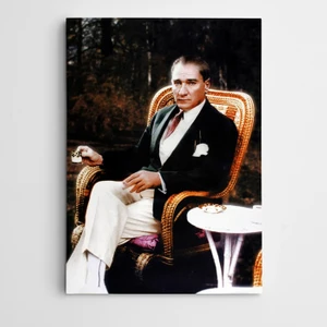 Atatürk Tablosu Atatürk Türk Kahvesi İçerken Kanvas Tablo