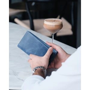 Louise Motto - Alba - Telefon Bölmeli Deri Cüzdan -  Cüzdan - Telefon Hazneli Uzun Cüzdan - Erkek Için Hediye (Mavi)