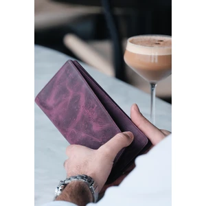 Louise Motto - Alba - Telefon Bölmeli Deri Cüzdan -  Cüzdan - Telefon Hazneli Uzun Cüzdan - Erkek Için Hediye (Mürdüm)