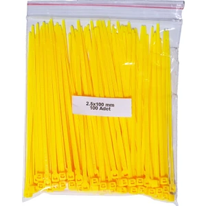 Plastik Kablo Bağı - Sarı - 2,5MMX100MM - Cırt Kelepçe (100 Adet)