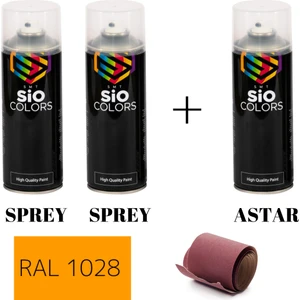 Sio Colors 2 Adet Sprey+1 Adet Astar+Zımpara Sprey Akrilik Boya Seti 400 ml (Metal-Ahşap-Araba-Plastik)