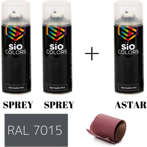 Sio Colors 2 Adet Sprey+1 Adet Astar+Zımpara Sprey Akrilik Boya Seti 400 ml (Metal-Ahşap-Araba-Plastik)