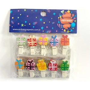 Party Marty Ahşap Mandal Paketi Figürlü 3,5cm 10LU