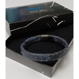 Visale Store Lacivert Yılan Derisi Çelik Başlıklı Bileklik