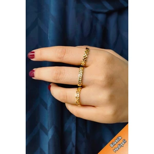 Trend Collection Klasik Minimal Gold Ayarlanabilir 3'lü Kadın Yüzük Set