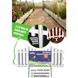 Dekoratif Bahçe Çiti Plastik Kırılmaz Beyaz Çit 59 cm Tek Peyzaj Çiçek Koruma Çiti