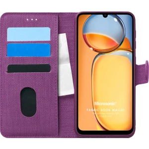 Xiaomi Poco C65 Kılıf Fabric Book Wallet Mor