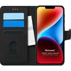 Apple iPhone 14 Plus Kılıf Fabric Book Wallet Siyah
