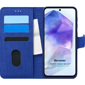 Samsung Galaxy A55 Kılıf Fabric Book Wallet Lacivert