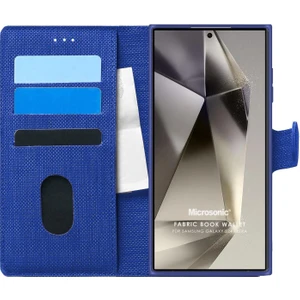 Samsung Galaxy S24 Ultra Kılıf Fabric Book Wallet Lacivert