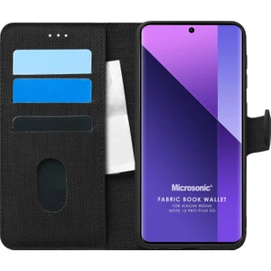 Xiaomi Redmi Note 13 Pro Plus 5g Kılıf Fabric Book Wallet Siyah