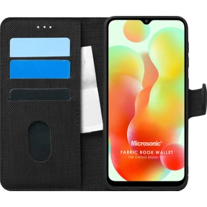 Xiaomi Redmi 12C Kılıf Fabric Book Wallet Siyah