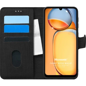 Xiaomi Poco C65 Kılıf Fabric Book Wallet Siyah
