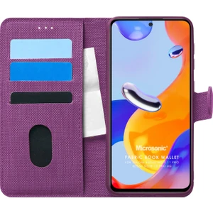Xiaomi Redmi Note 11 Pro 5g Kılıf Fabric Book Wallet Mor