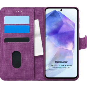 Samsung Galaxy A55 Kılıf Fabric Book Wallet Mor