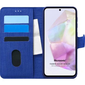 Samsung Galaxy A35 Kılıf Fabric Book Wallet Lacivert