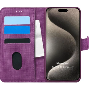 Apple iPhone 15 Pro Max Kılıf Fabric Book Wallet Mor