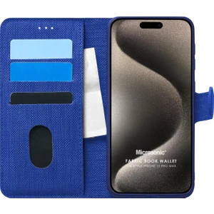 Apple iPhone 15 Pro Max Kılıf Fabric Book Wallet Lacivert