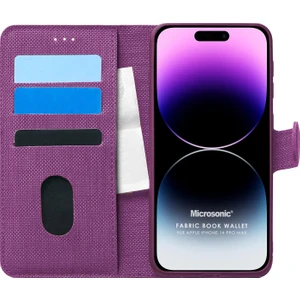 Apple iPhone 14 Pro Max Kılıf Fabric Book Wallet Mor