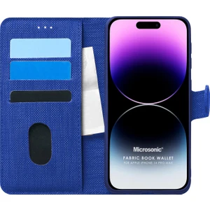 Apple iPhone 14 Pro Max Kılıf Fabric Book Wallet Lacivert