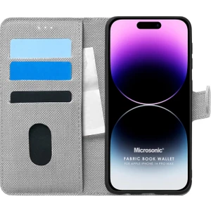 Apple iPhone 14 Pro Max Kılıf Fabric Book Wallet Gri