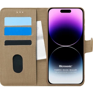Apple iPhone 14 Pro Max Kılıf Fabric Book Wallet Gold