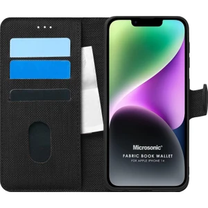 Apple iPhone 14 Kılıf Fabric Book Wallet Siyah