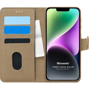 Apple iPhone 14 Kılıf Fabric Book Wallet Gold