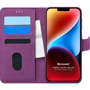 Apple iPhone 14 Plus Kılıf Fabric Book Wallet Mor