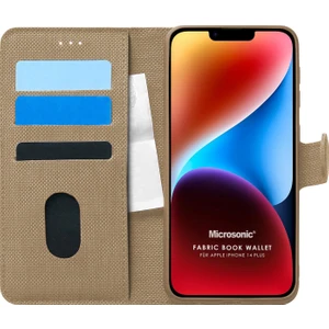 Apple iPhone 14 Plus Kılıf Fabric Book Wallet Gold