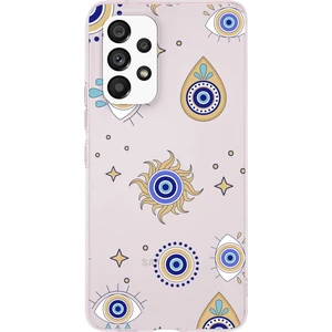 Printify Samsung Galaxy A33 ile Uyumlu 1mm Slim Fit Nazar Boncuğu 5 Baskılı Şeffaf Silikon Kılıf