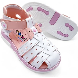 Ortopedik Kız Bebek ve Çocuk Sandaleti Gök Kuşağı Serisi GKU2404b Beyaz Pudra 22