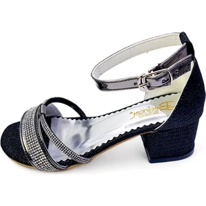Topuklu Abiye Kız Çocuk Sandaleti Crown Series Crw2414 Siyah Çupra 33